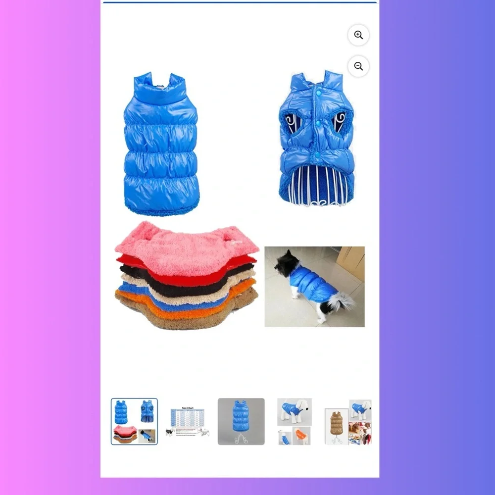 Blue Puffer Dog Vest size:M